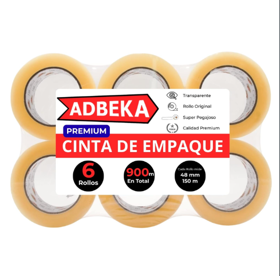Pack 6 cintas adhesivas transparente 48x150