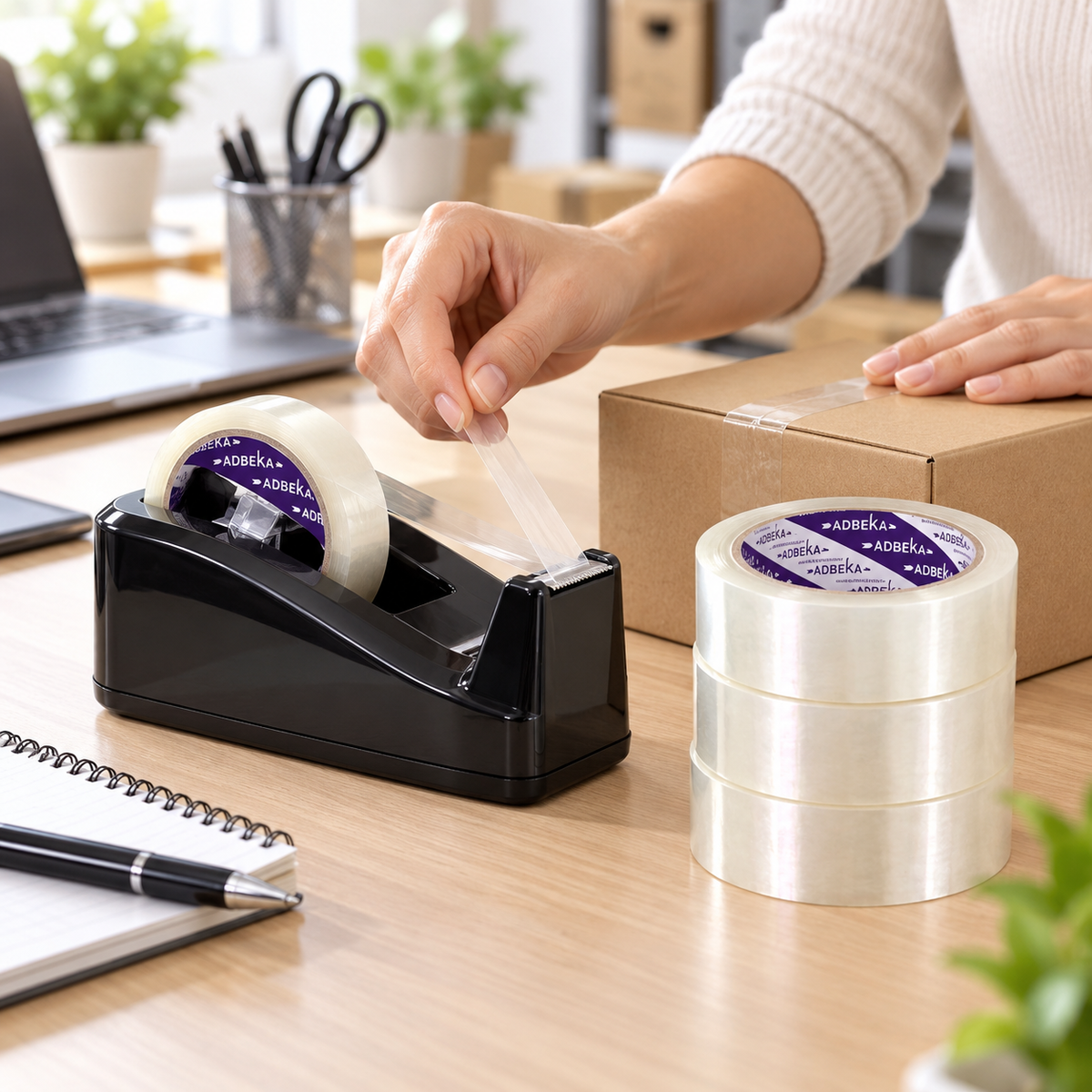Despachador de escritorio y cintas transparentes Adbeka